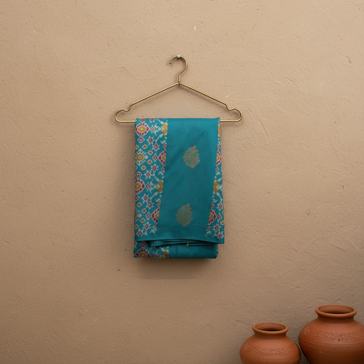 KUBERAN TURQUOISE SEMI SILK SAREE