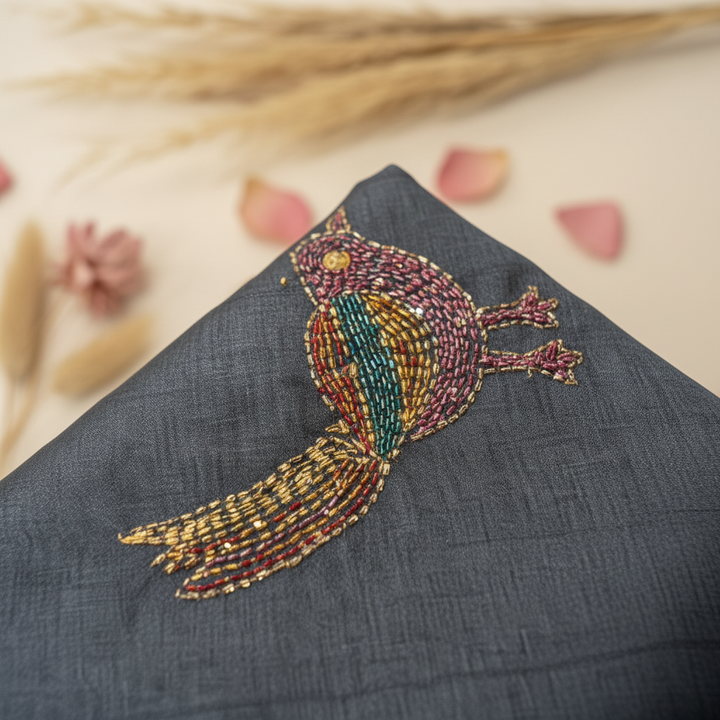 KUBERAN BLUE SEMI TUSSAR SILK SAREE