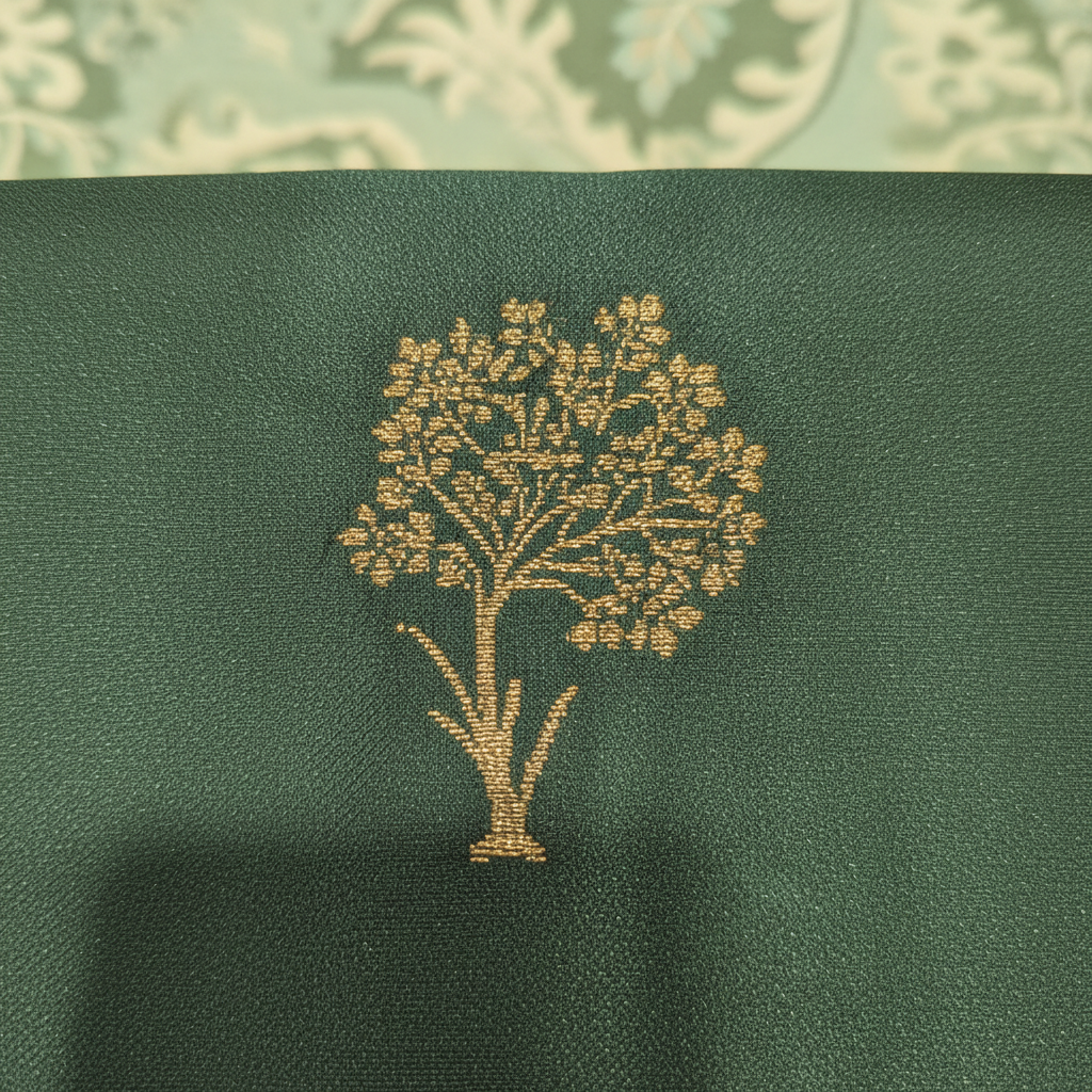 KUBERAN DUSTY GREEN MASHRU SEMI BANARASI SILK SAREE
