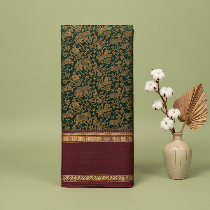 KUBERAN GREEN COTTON SAREE