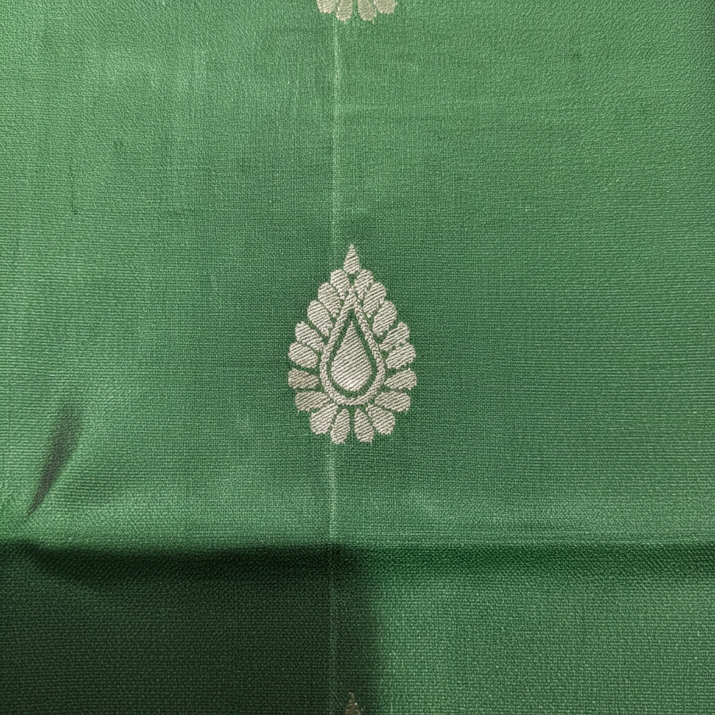 KUBERAN DARK GREEN WITH BLUE PURE SOFT SILK SAREE