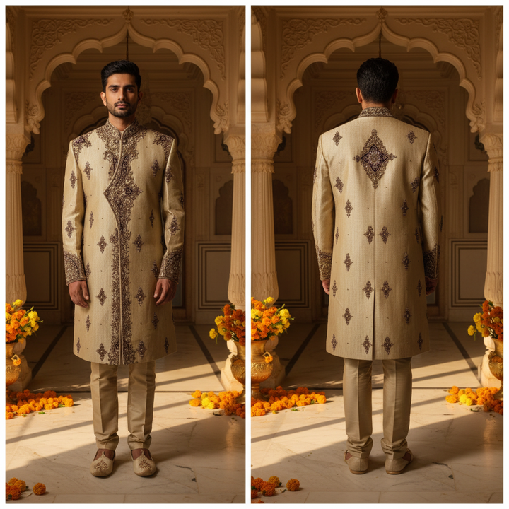 Kuberan Golden Zardozi Embroidered Sherwani