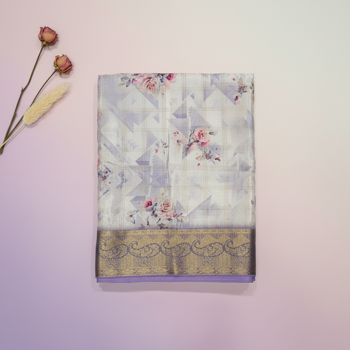 KUBERAN LAVENDER CHIFFON PRINTED SAREE