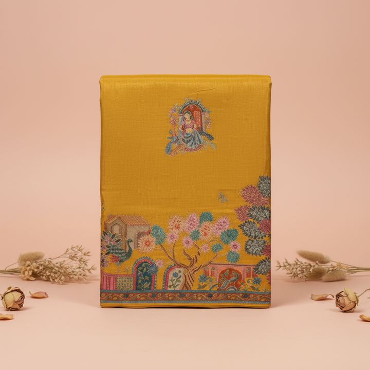 KUBERAN YELLOW PASHMINA FANCY SAREE