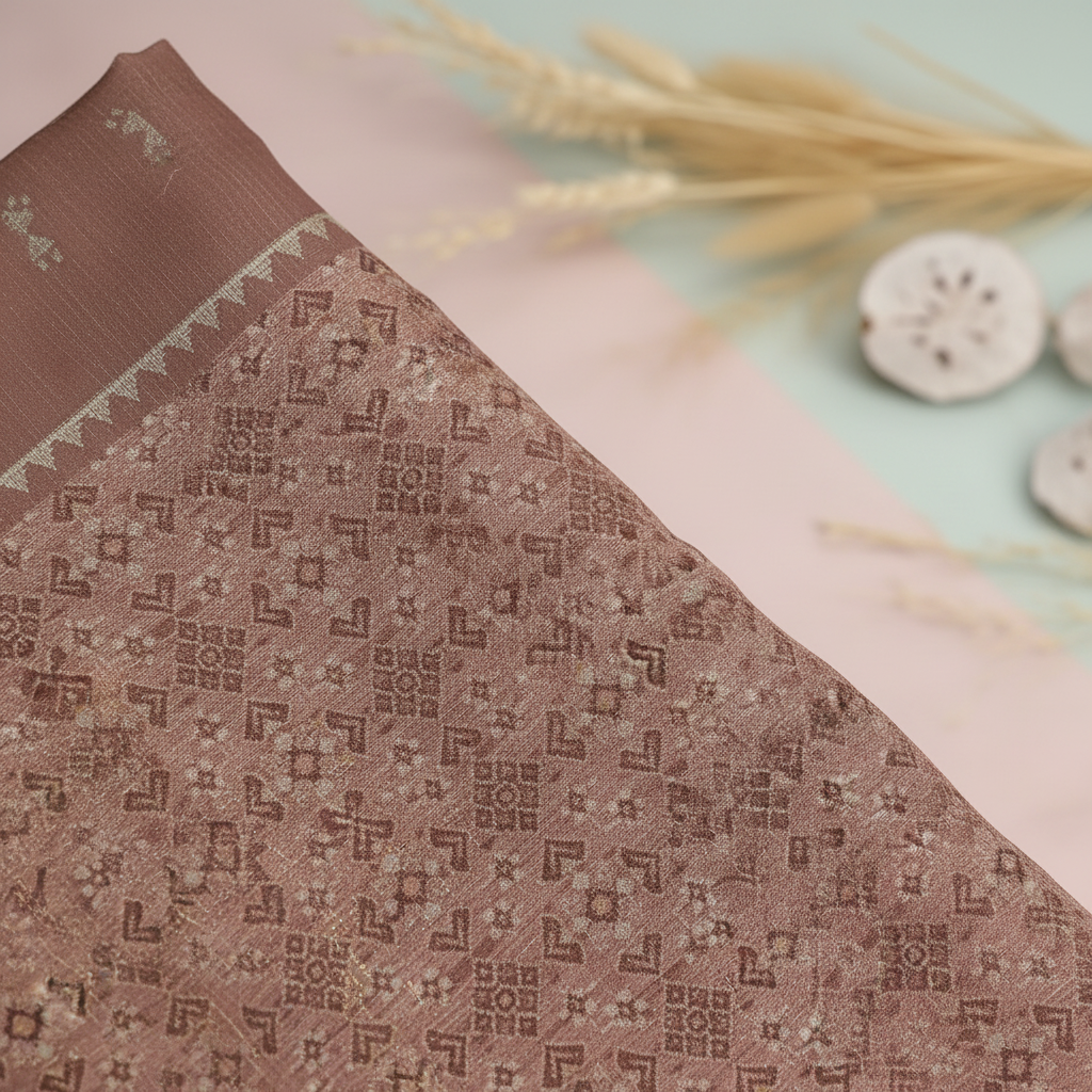 KUBERAN PINK LINEN COTTON SAREE