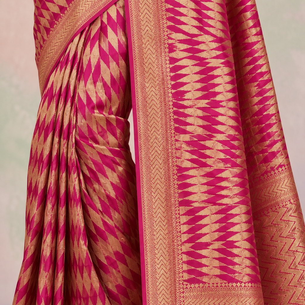 KUBERAN PINK BANARAS GEORGETTE SAREE