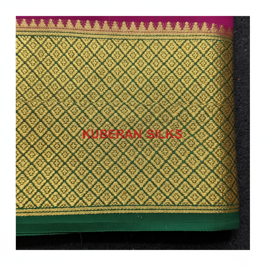 Kuberan Cream and Magenta Mysore Silk Saree