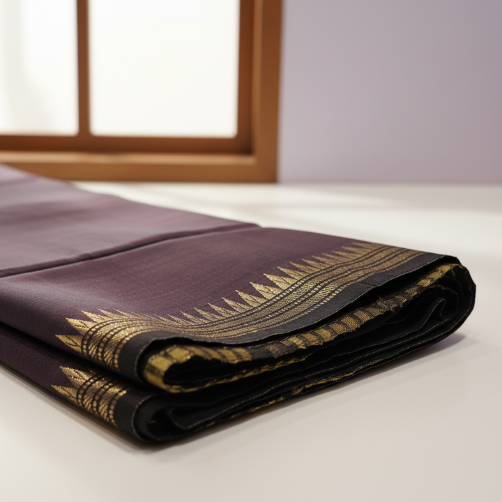 KUBERAN BURGUNDY BISHNUPURI SOFT SILK SAREE