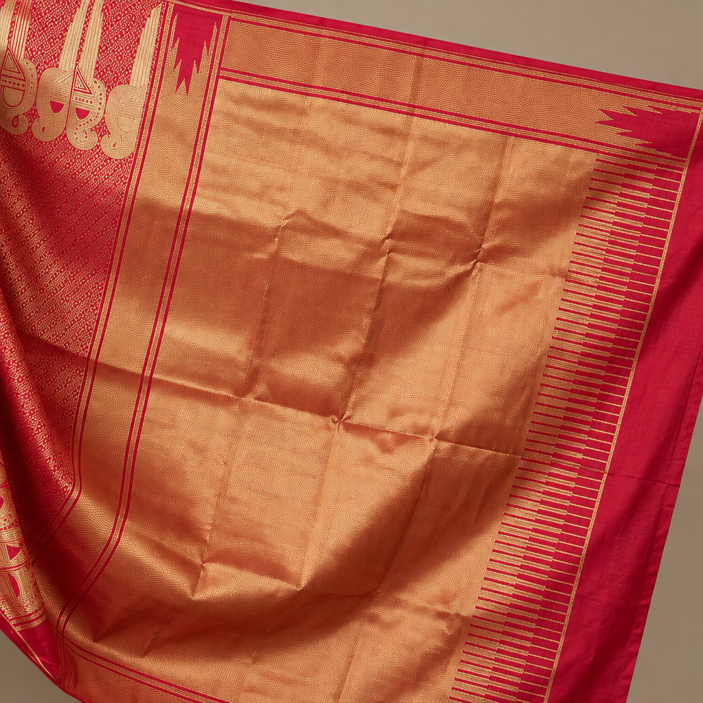 KUBERAN PINK PURE SILK SAREE