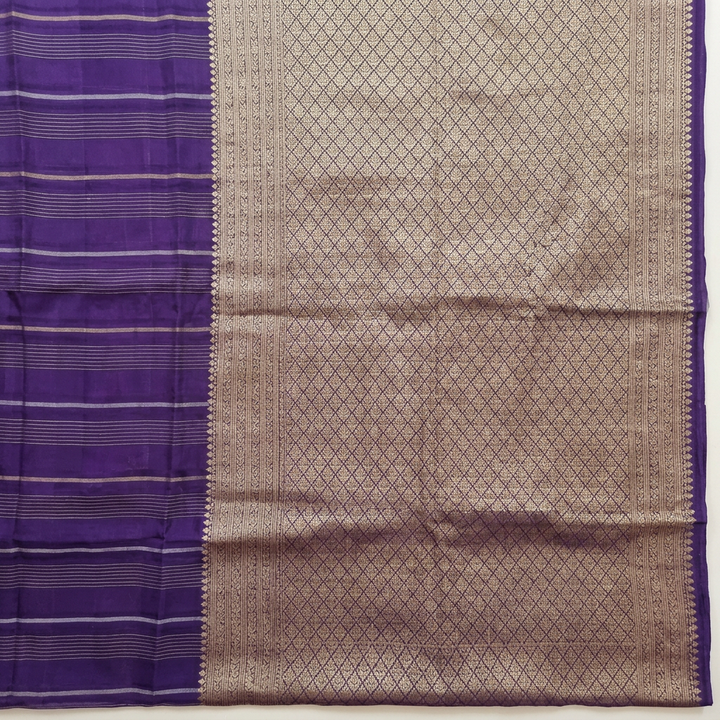 Kuberan Purple Striped Chiffon Saree