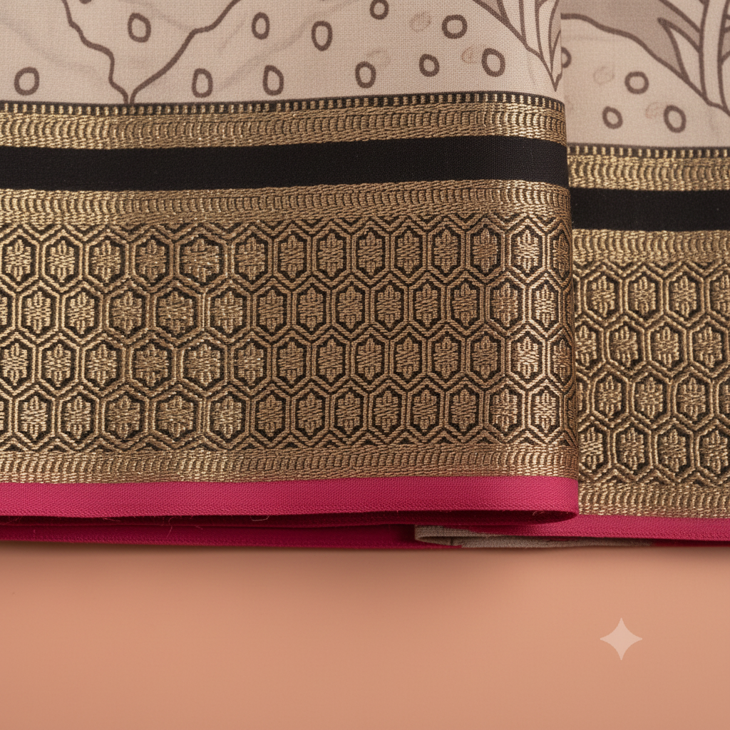 KUBERAN GREY TISSUE MYSORE SILK CREPE SAREE