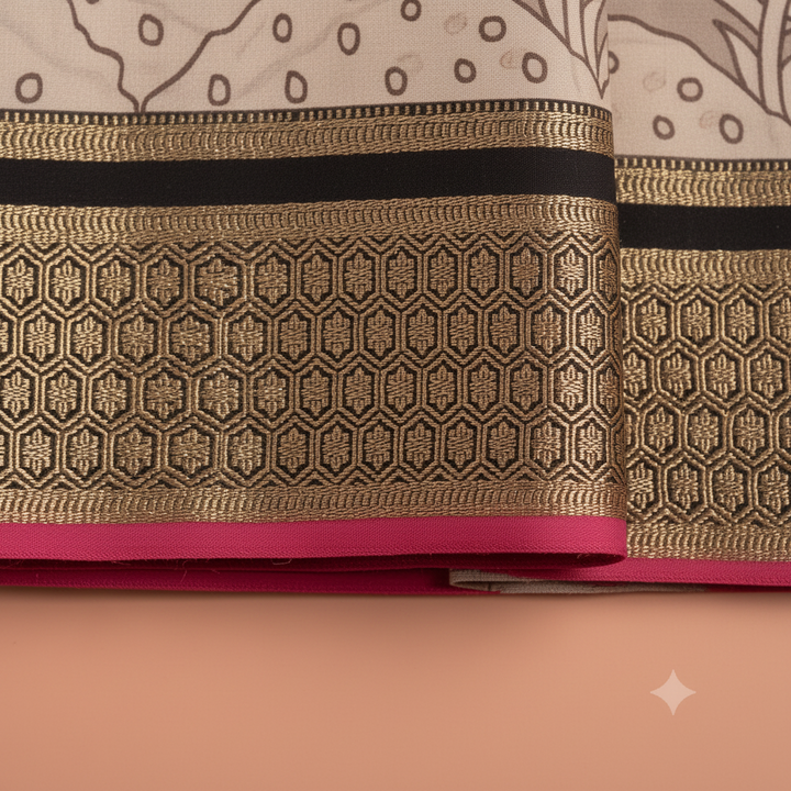 KUBERAN GREY TISSUE MYSORE SILK CREPE SAREE