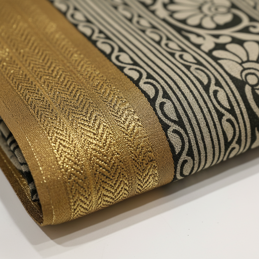 KUBERAN PALE GREEN COTTON PRINTED SAREE