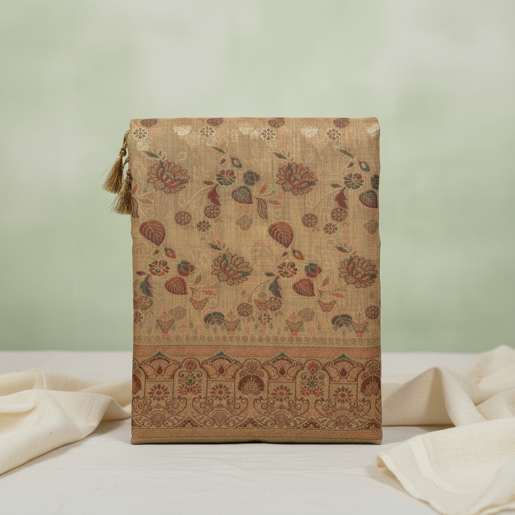 KUBERAN MEENAKARI BEIGE COTTON SAREE