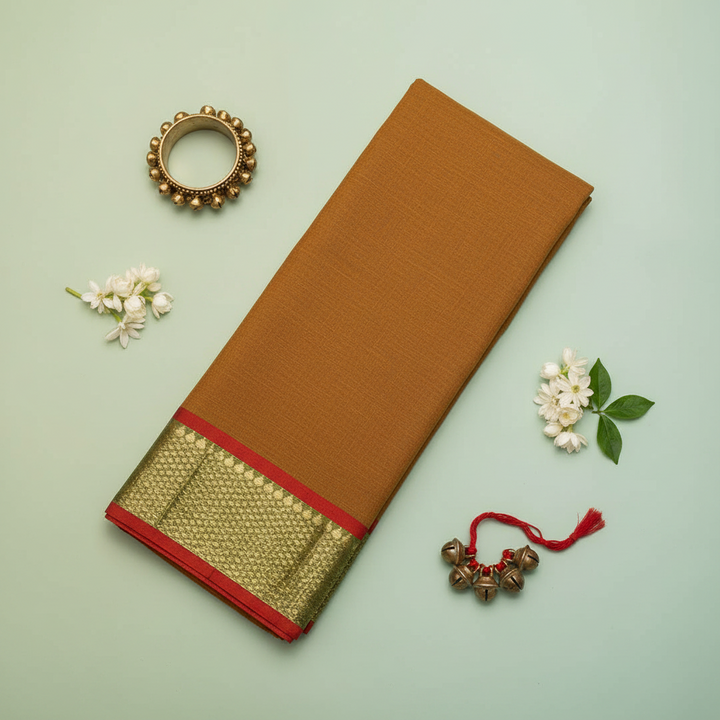 KUBERAN OLIVE GREEN COTTON DANCE PRACTICE SAREE