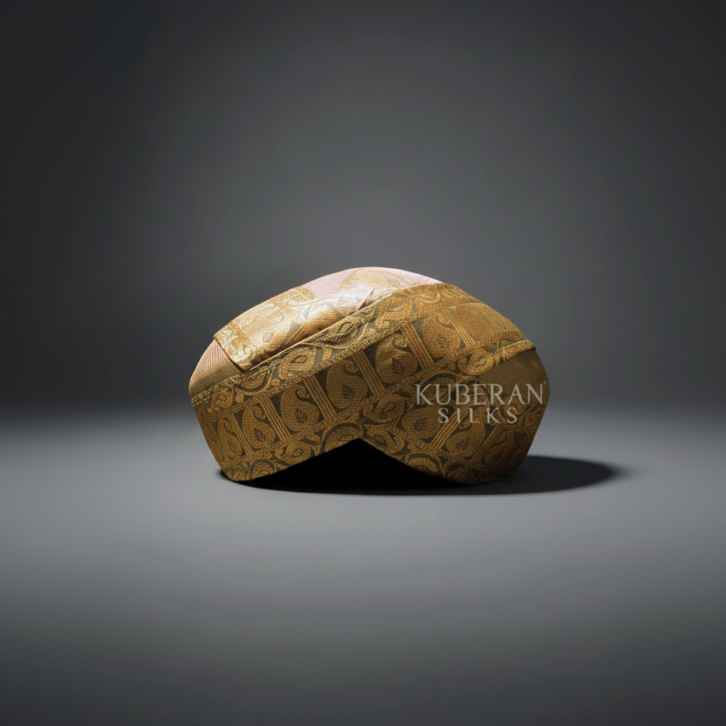 Golden embroidered silk cap - 2000x2000