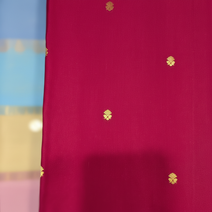 KUBERAN WINE RED PURE CREPE SAREE