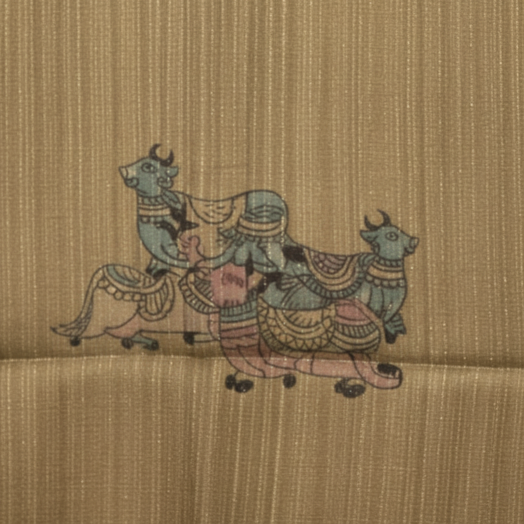 KUBERAN BROWN PRINTED RAW SILK SAREE