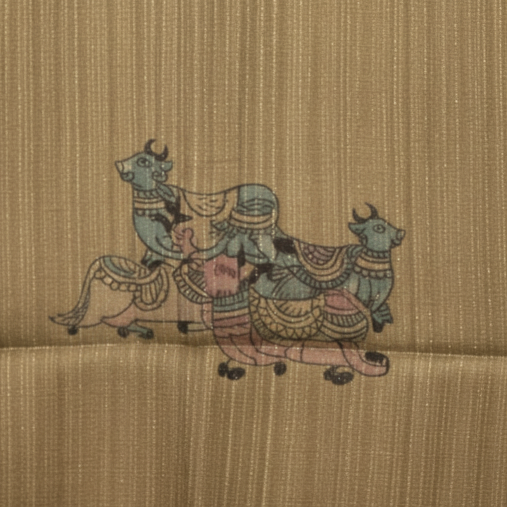 KUBERAN BROWN PRINTED RAW SILK SAREE