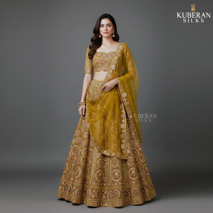 KUBERAN STITCHED MUSTARD YELLOW LEHENGA