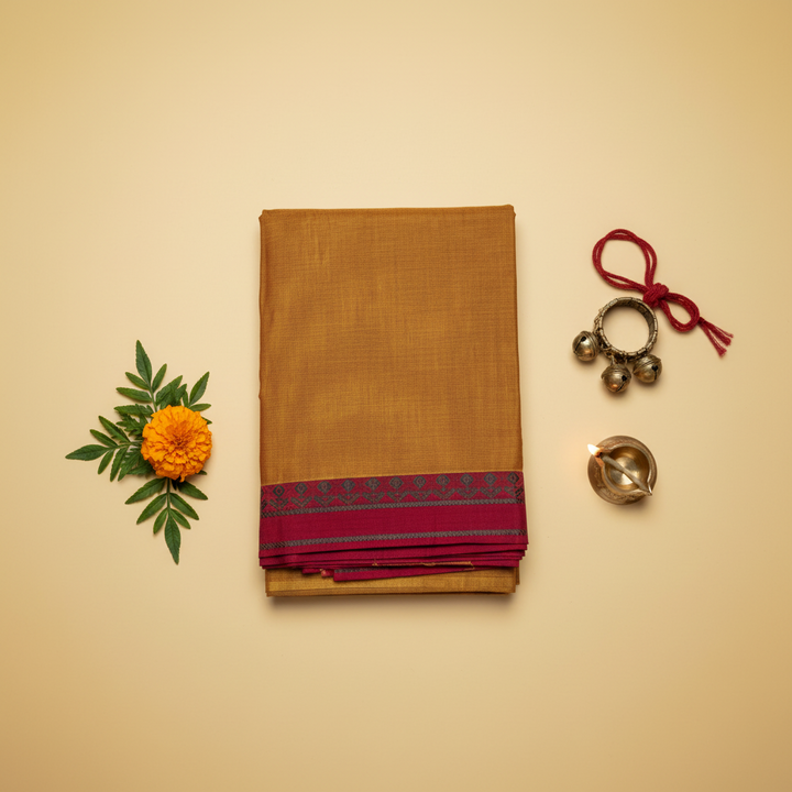 KUBERAN PALE BROWN COTTON DANCE PRACTICE SAREE