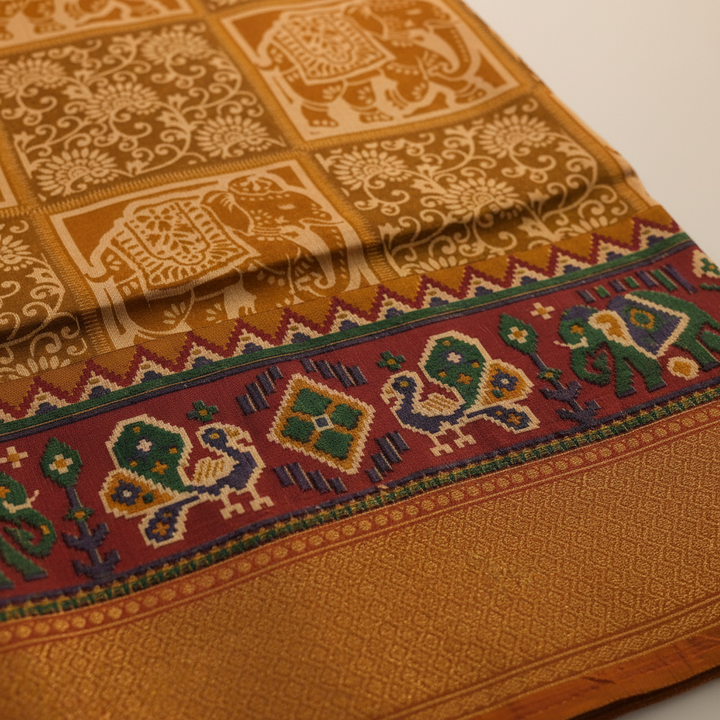 KUBERAN MUSTARD YELLOW SEMI POCHAMPALLY SILK SAREE