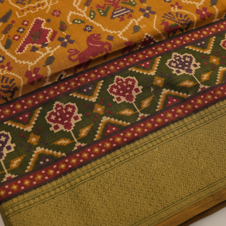 KUBERAN MUSTARD SEMI POCHAMPALLY SILK SAREE