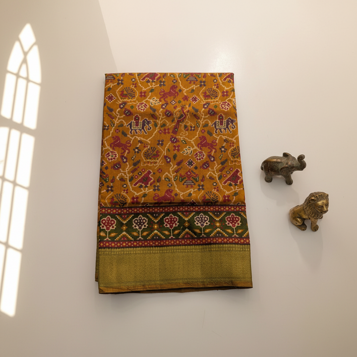 KUBERAN MUSTARD SEMI POCHAMPALLY SILK SAREE