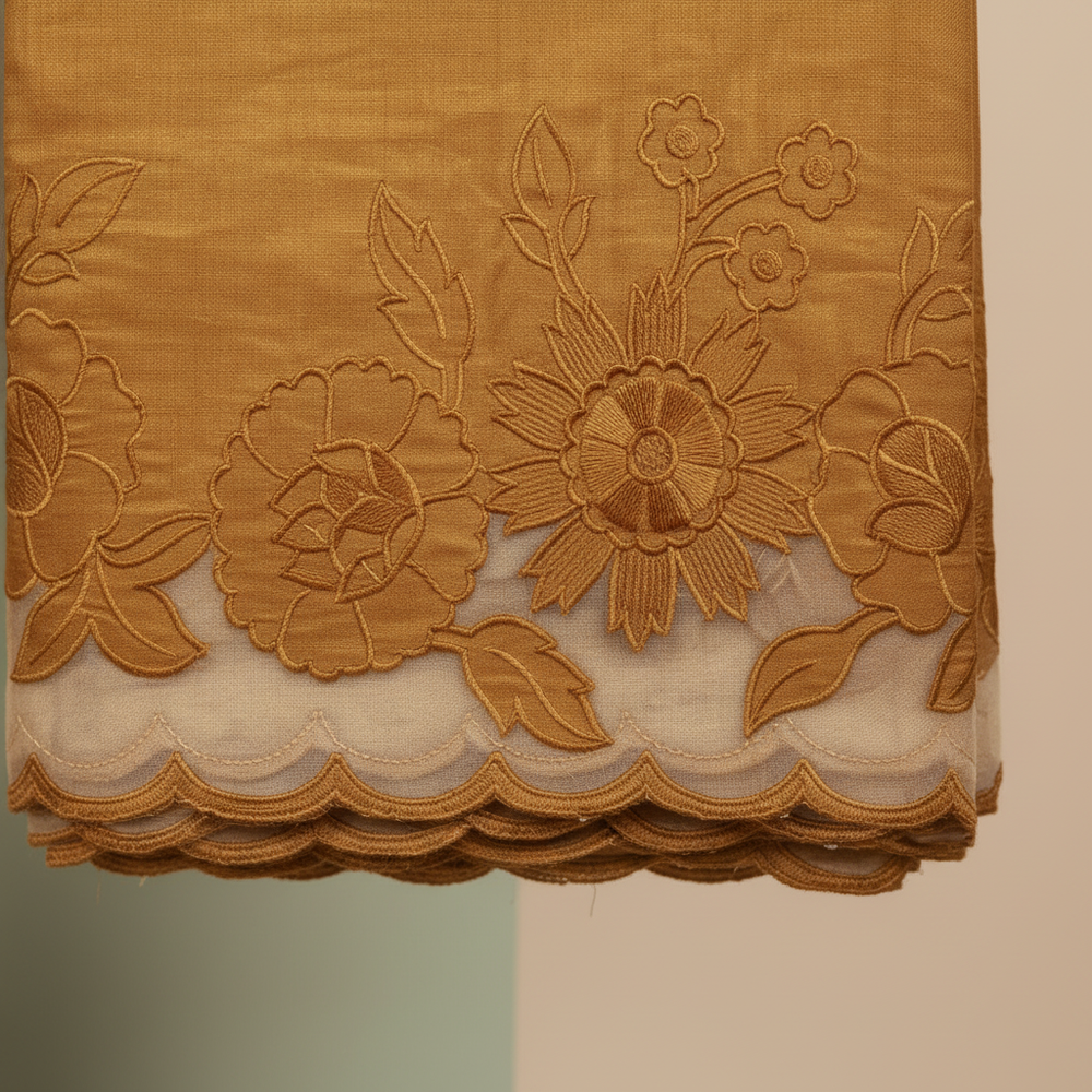 Golden Mustard Silk Saree – Border Close-Up
