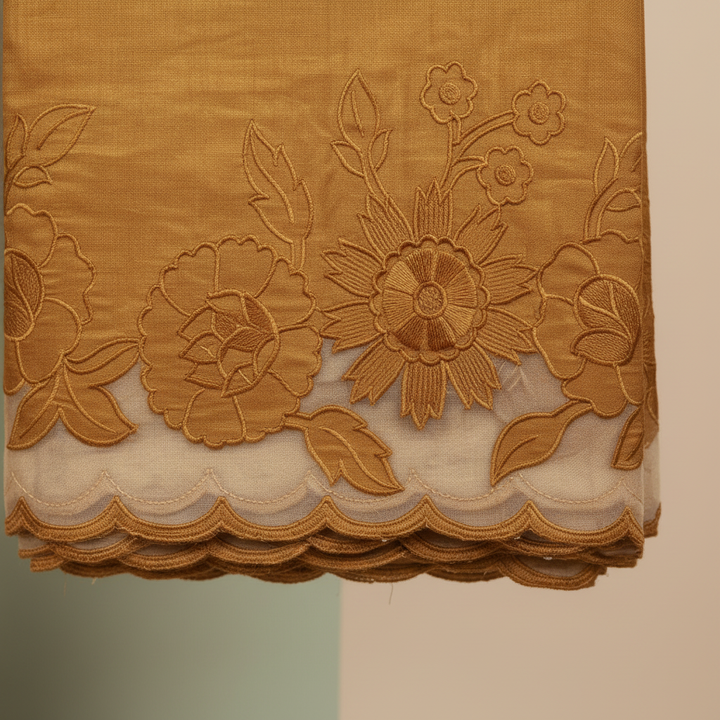 Golden Mustard Silk Saree – Border Close-Up