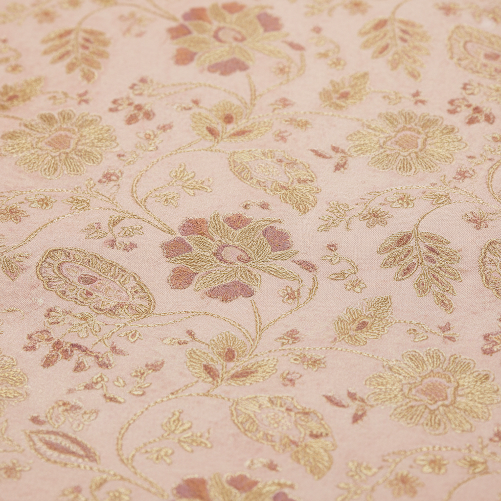 Kuberan Pure Silk Cream Pink with Golden Border Pavada