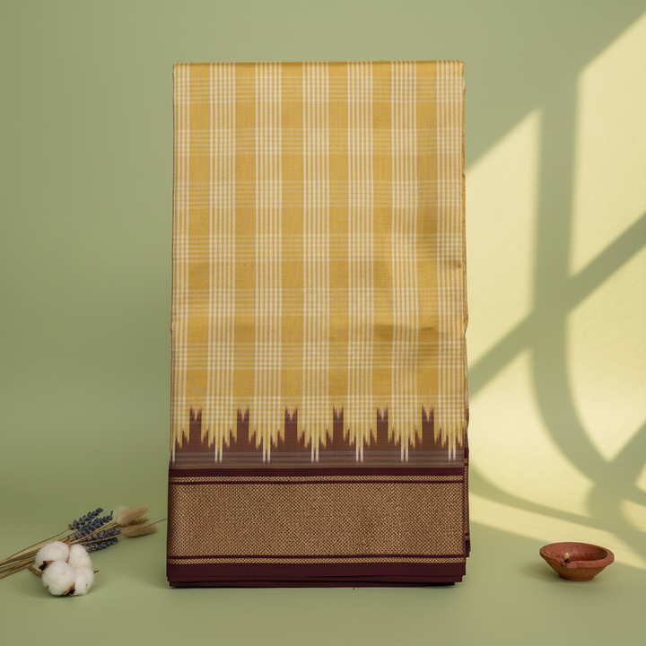 KUBERAN BEIGE WITH BROWN POCHAMPALLY SILK SAREE