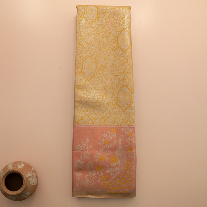 KUBERAN GOLDEN YELLOW BROCADE SEMI SILK SAREE