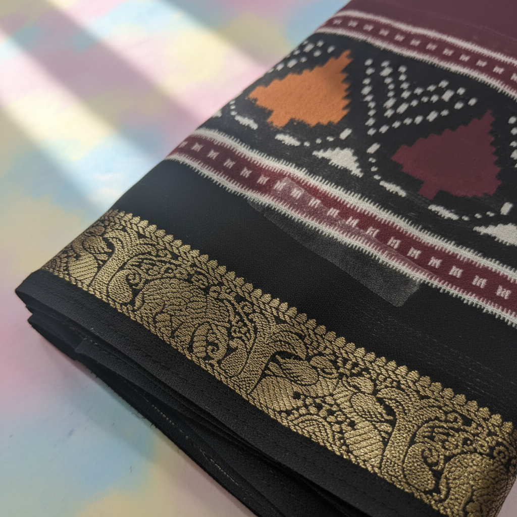 KUBERAN PURPLE PRINTED COTTON SAREE