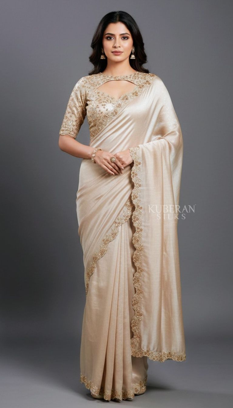 KUBERAN LIGHT PEACH DESIGNER SAREE