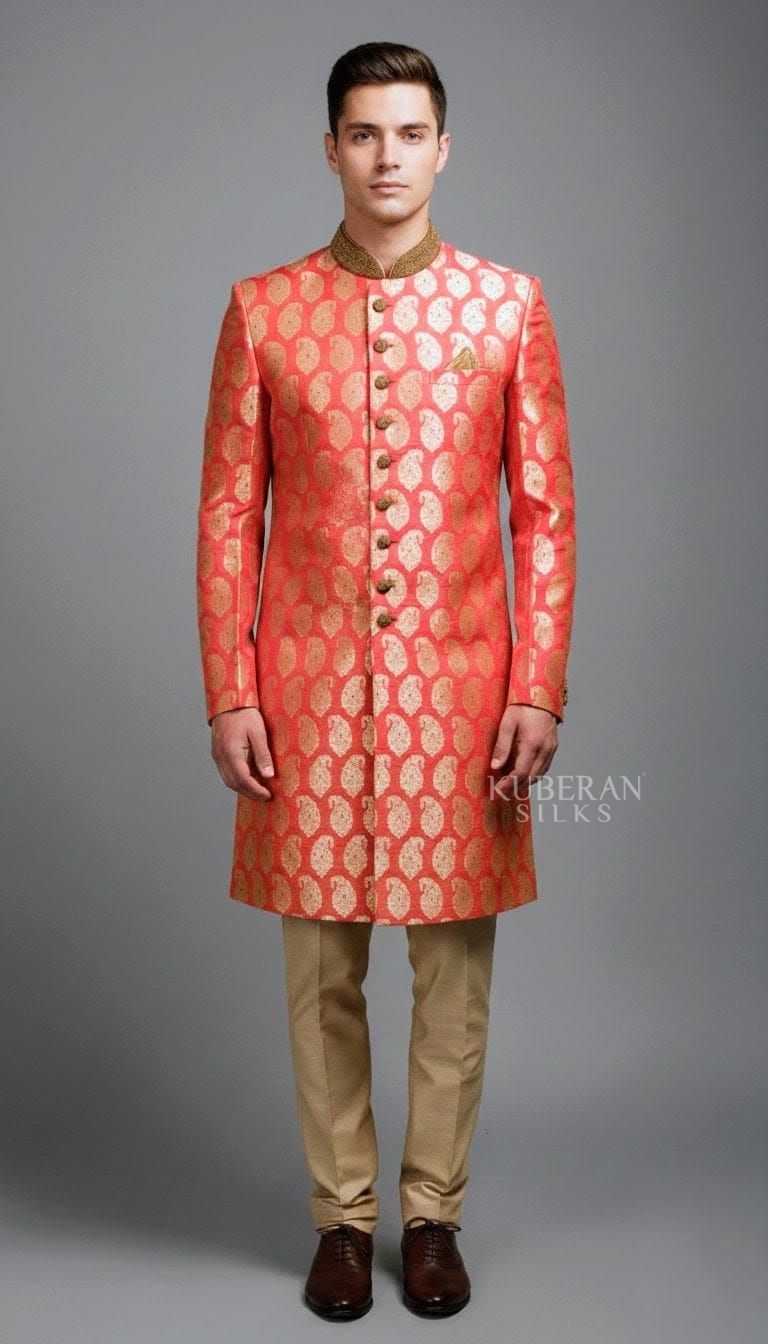 KUBERAN RED SHERWANI