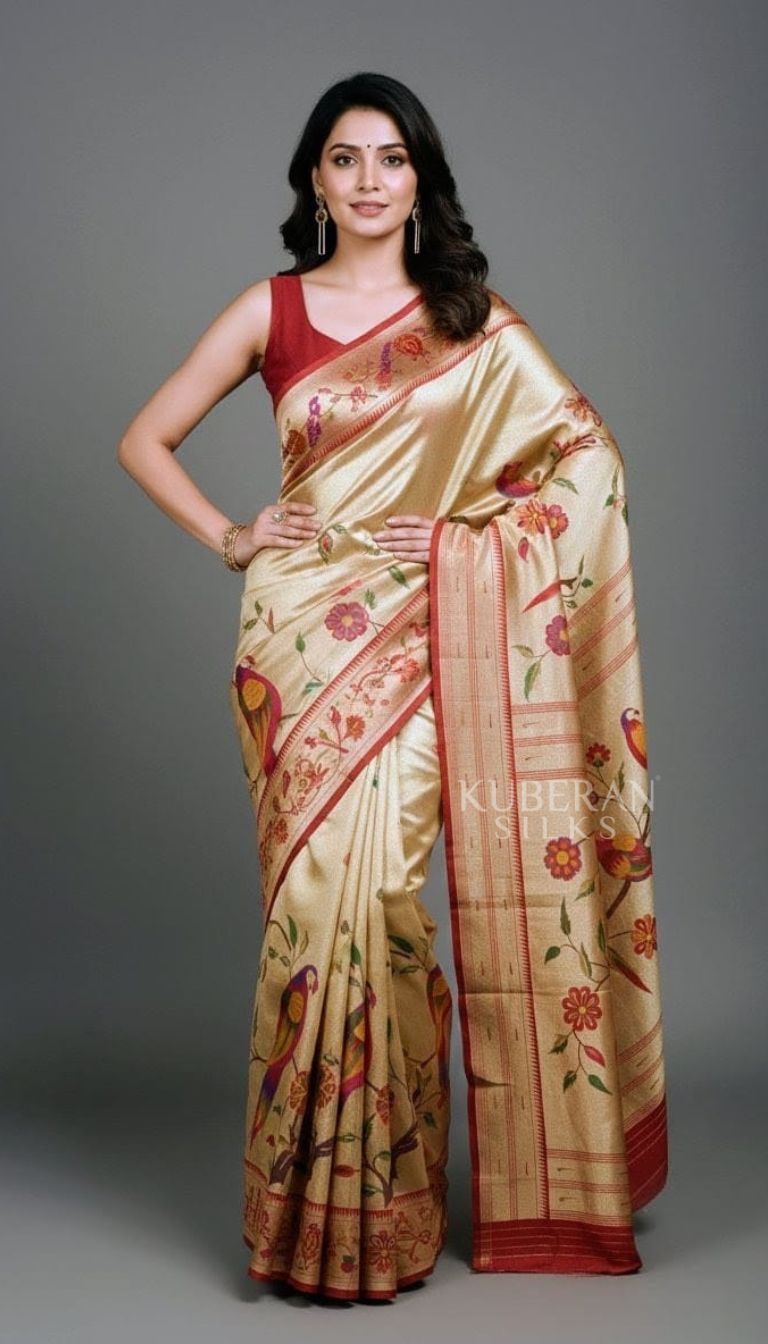 KUBERAN LIGHT GOLD PAITHANI SAREE