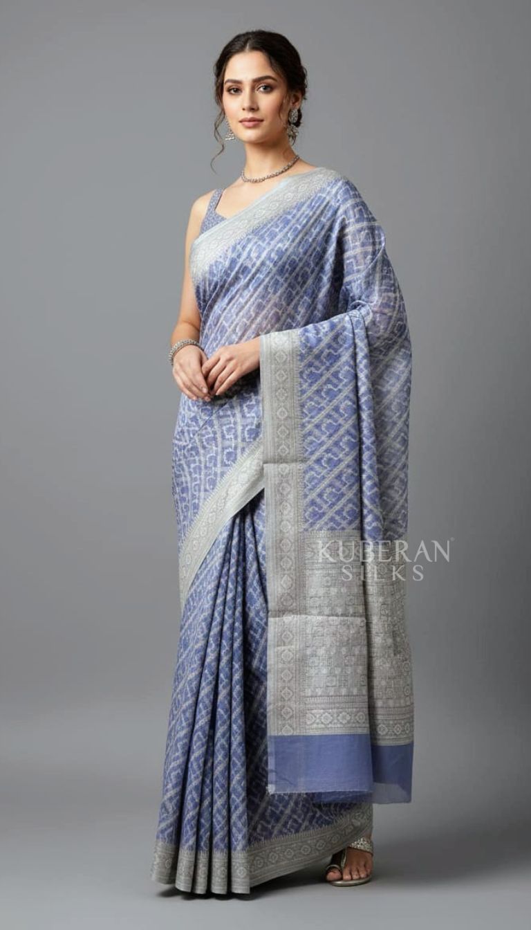 KUBERAN LIGHT LAVENDER JAMDANI ORGANDY SAREE