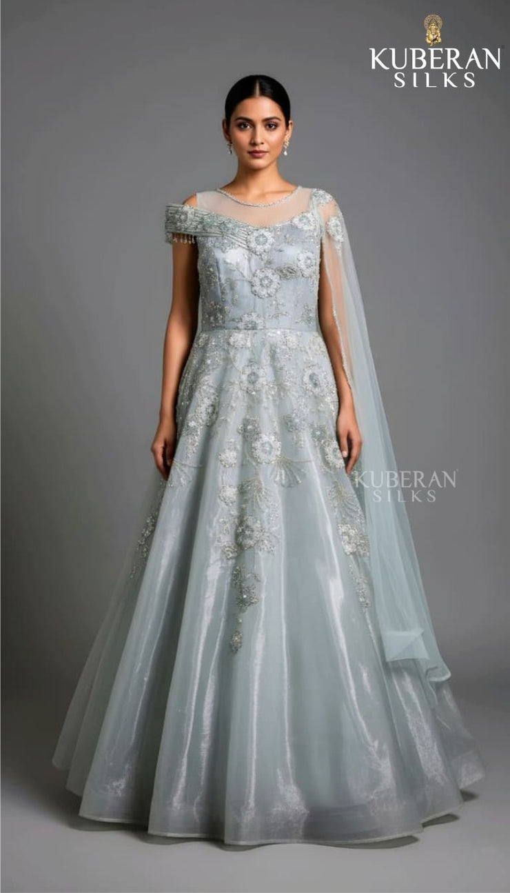 KUBERAN METALIC PASTEL BLUE GOWN