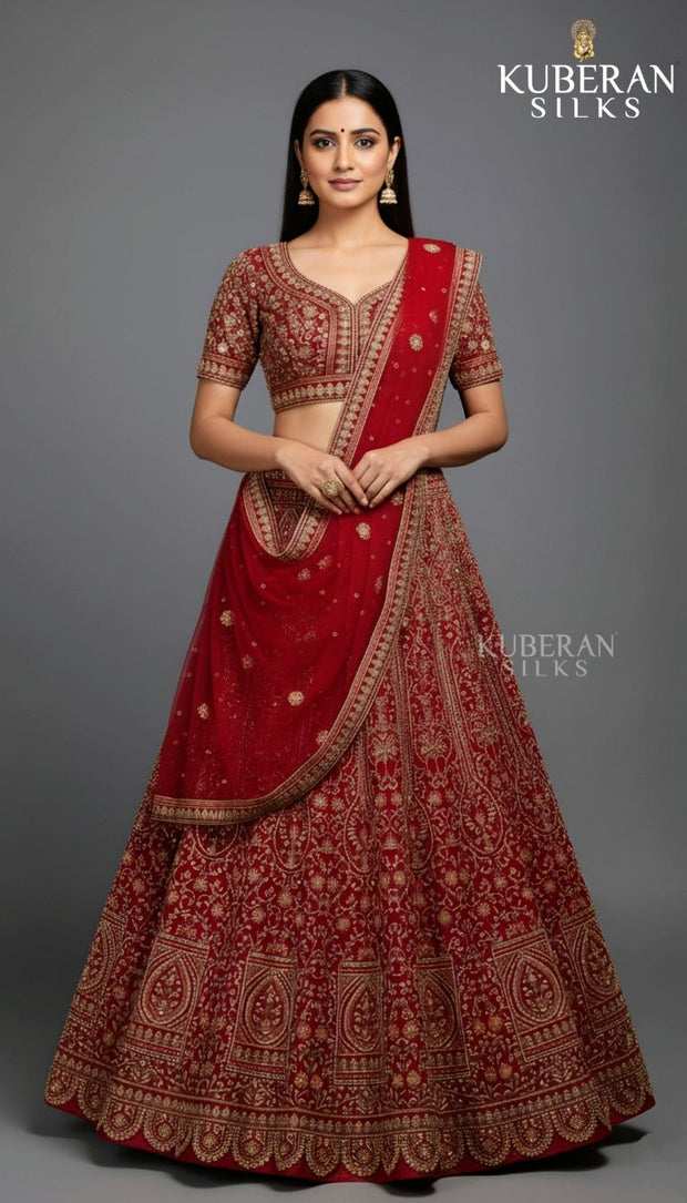 KUBERAN RED LEHENGA