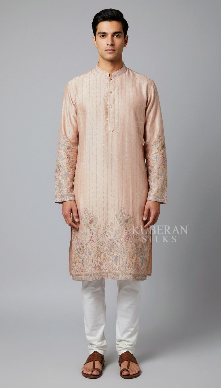 KUBERAN BEIGE EMBROIDERED KURTA