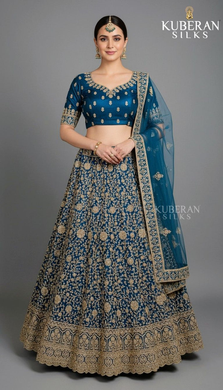 KUBERAN PEACOCK BLUE LEHENGA