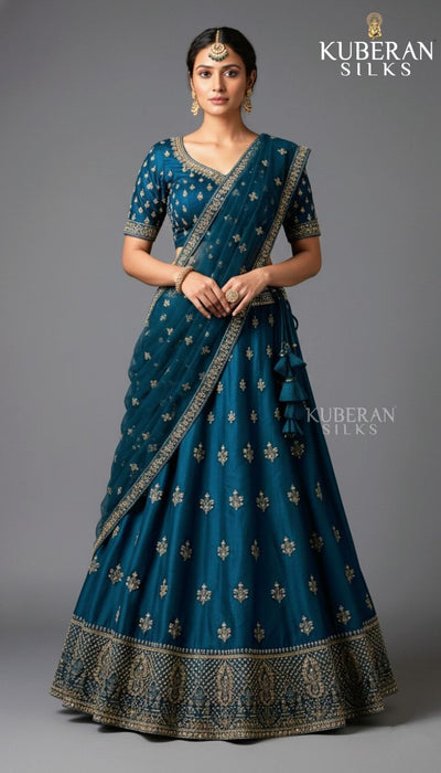 KUBERAN PEACOCK BLUE LEHENGA