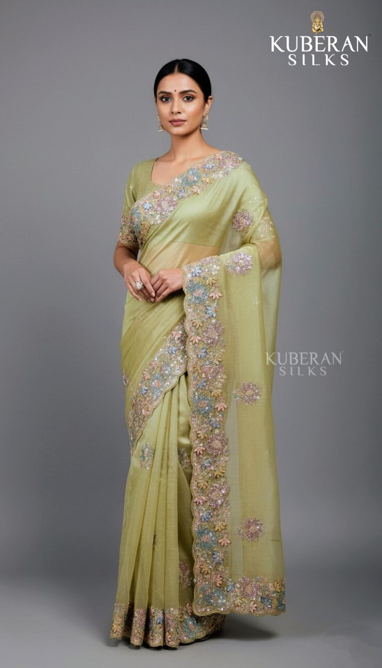 KUBERAN YELLOW ORGANZA SAREE