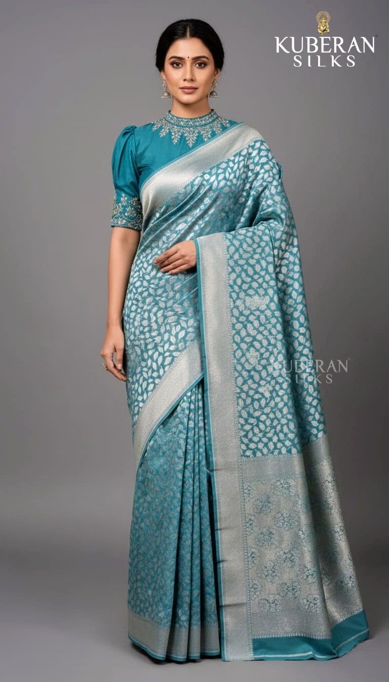 KUBERAN BLUE GEORGETTE BANARAS SAREE