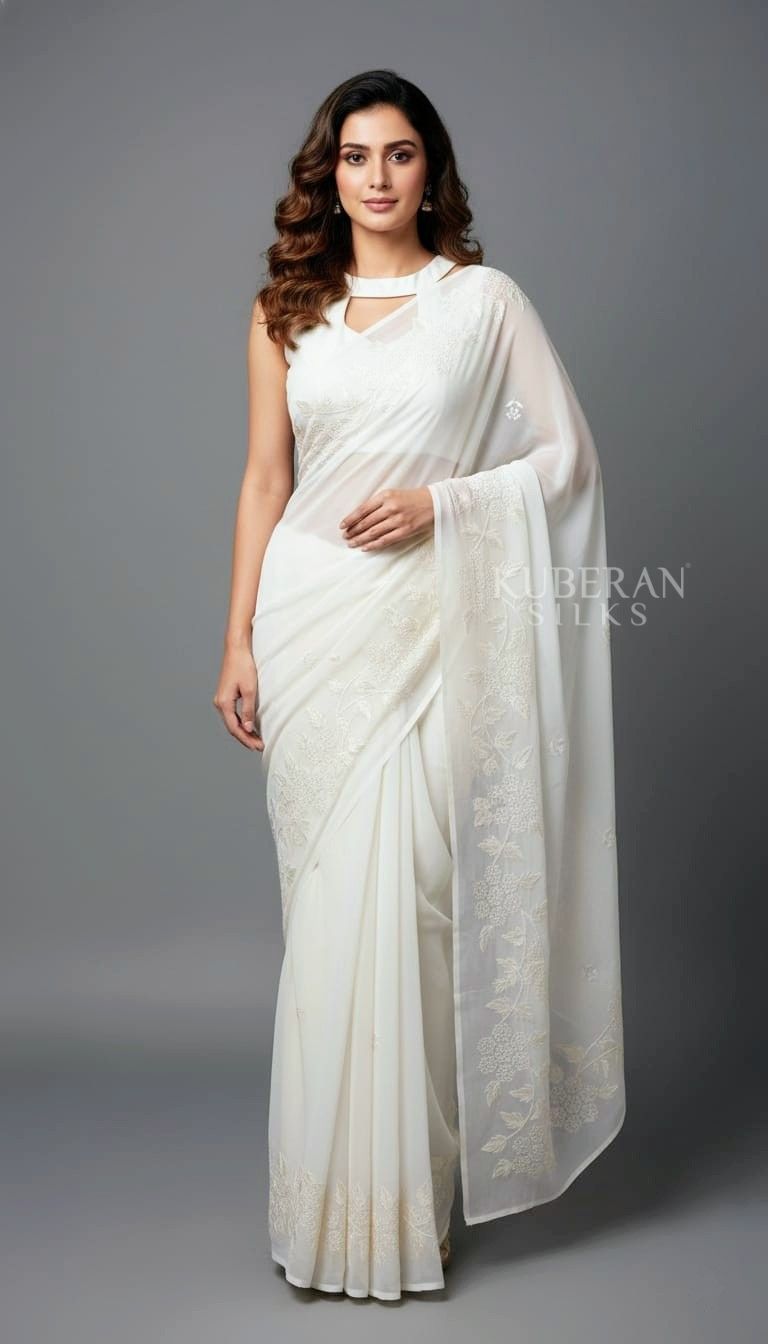 KUBERAN WHITE COTTON SAREE