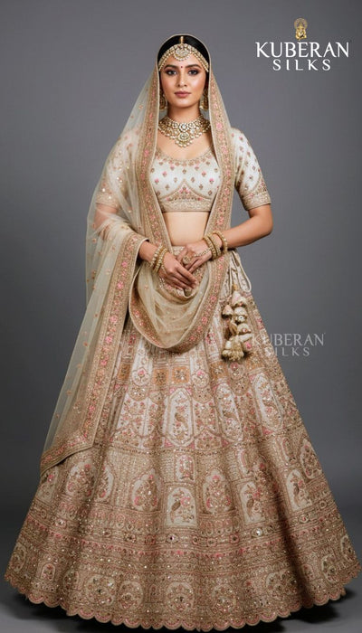 KUBERAN UNSTITCHED PALE BROWN LEHENGA