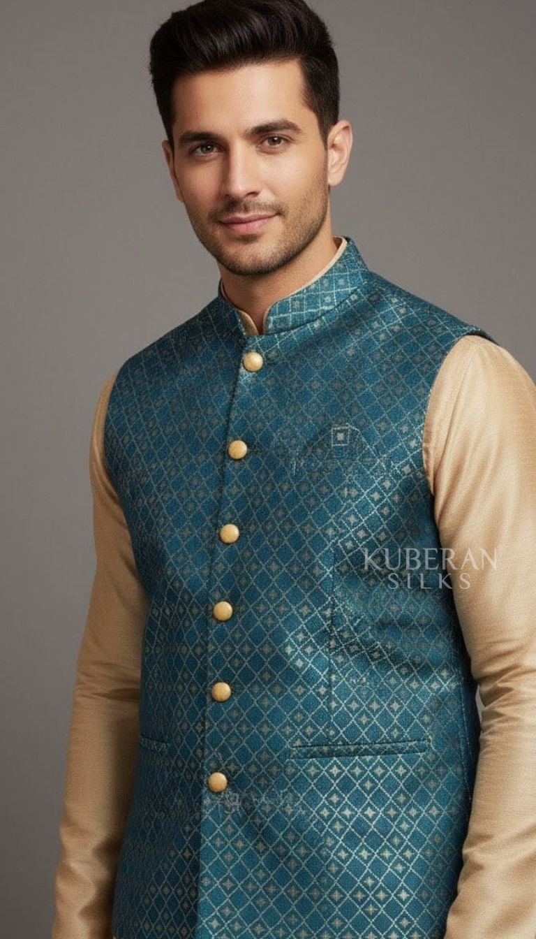 KUBERAN SEA BLUE WAISTCOAT