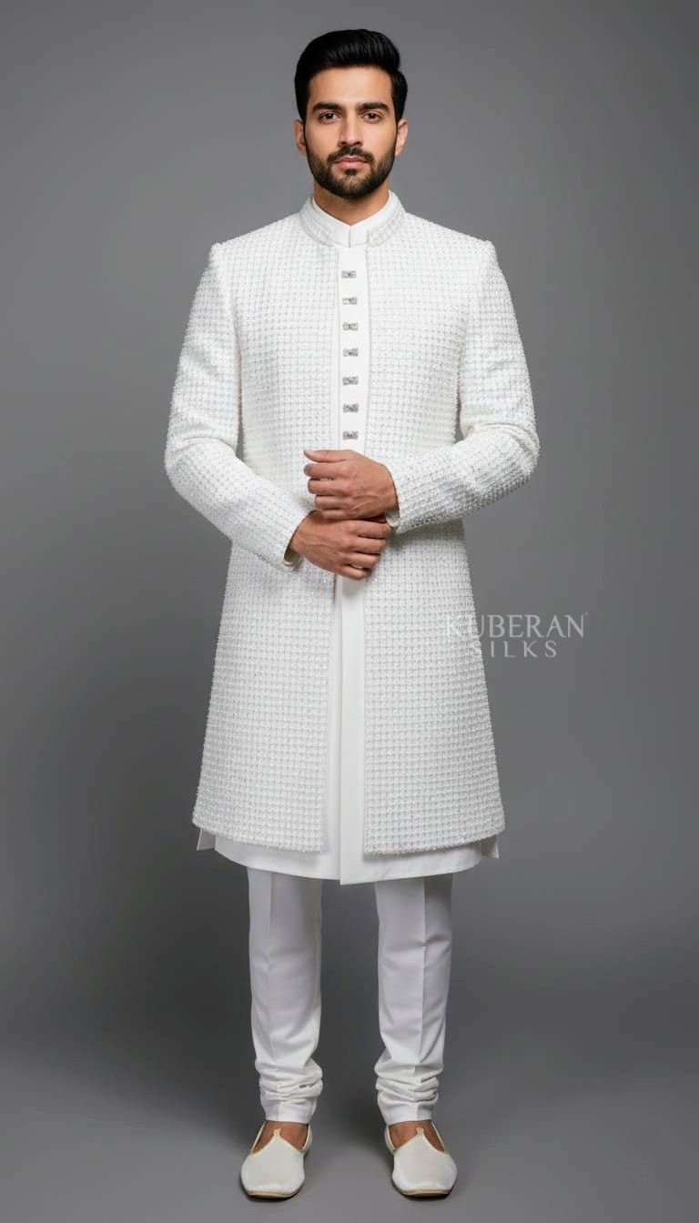 KUBERAN WHITE JODHPURI SHERWANI