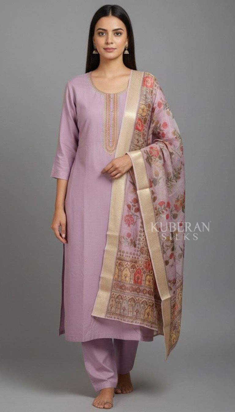 KUBERAN LAVENDER READYMADE CHUDIDHAR SET